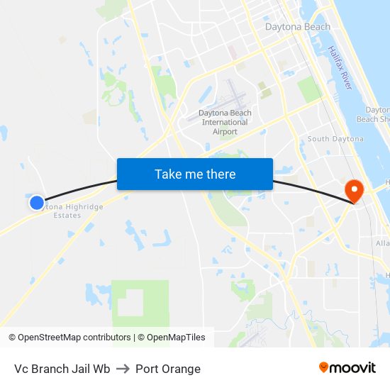 Vc Branch Jail Wb to Port Orange map