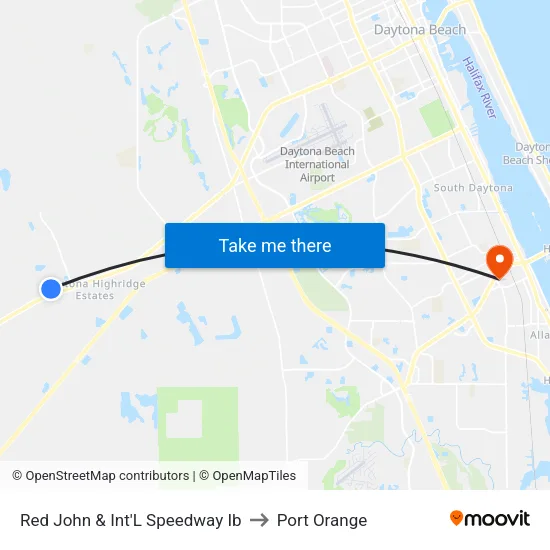 Red John & Int'L Speedway  Ib to Port Orange map