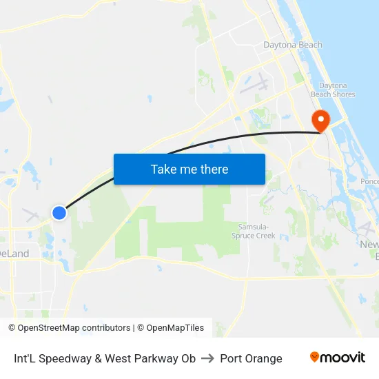 Int'L Speedway & West Parkway  Ob to Port Orange map