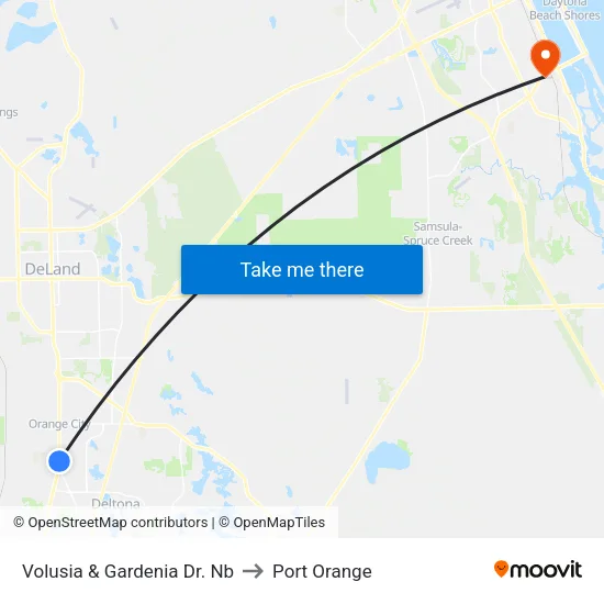 Volusia & Gardenia Dr.  Nb to Port Orange map