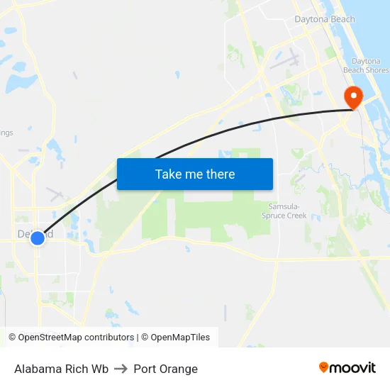 Alabama  Rich Wb to Port Orange map