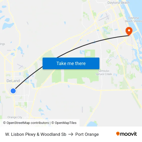 W. Lisbon Pkwy & Woodland Sb to Port Orange map