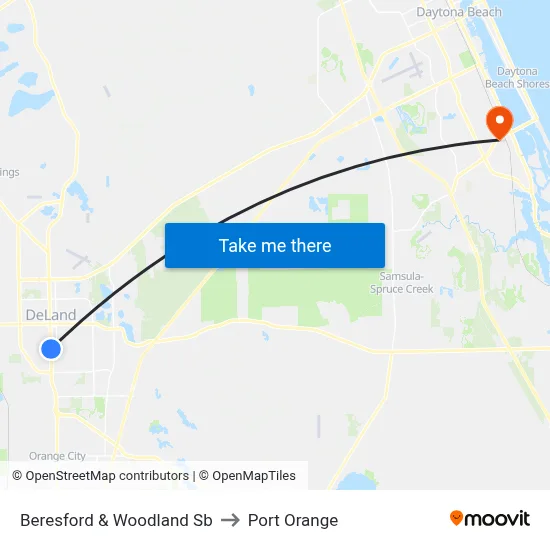 Beresford & Woodland Sb to Port Orange map