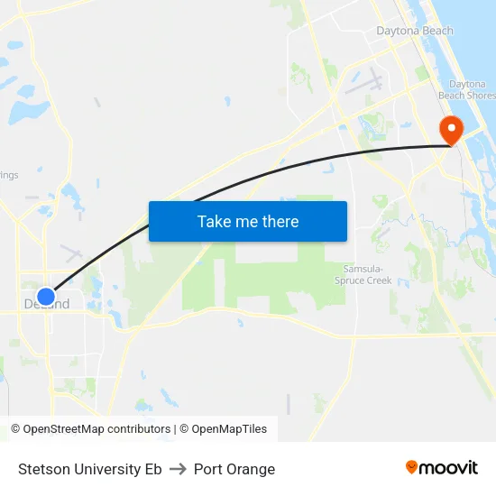 Stetson University Eb to Port Orange map