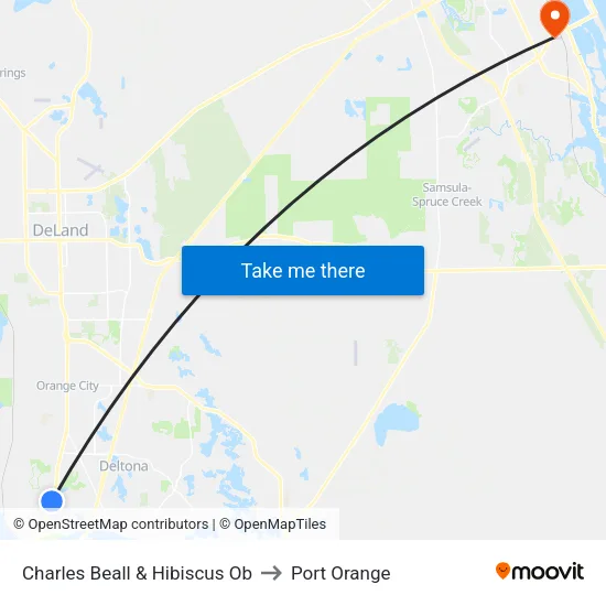 Charles Beall & Hibiscus Ob to Port Orange map