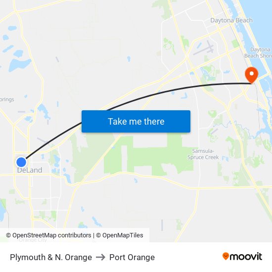 Plymouth & N. Orange to Port Orange map