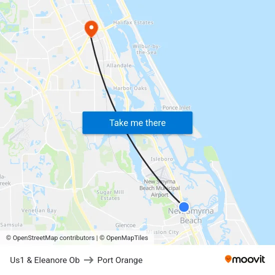 Us1 & Eleanore Ob to Port Orange map