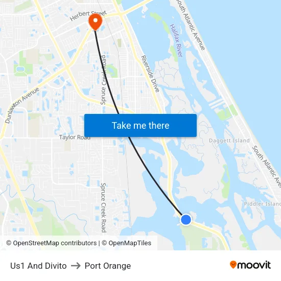 Us1 And Divito to Port Orange map