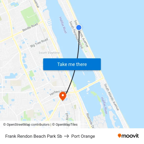 Frank Rendon Beach Park Sb to Port Orange map