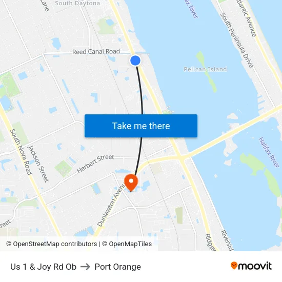 Us 1 & Joy Rd Ob to Port Orange map