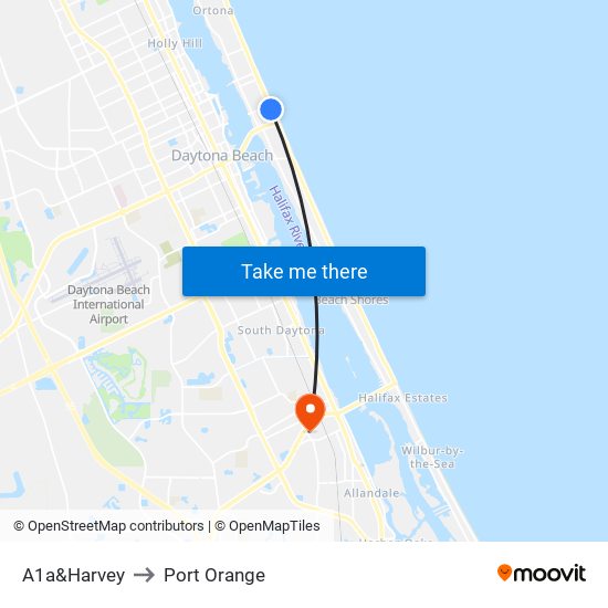 A1a&Harvey to Port Orange map