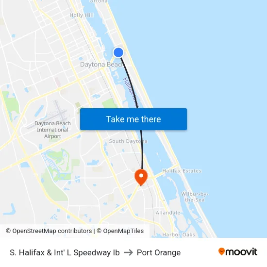 S. Halifax & Int' L Speedway Ib to Port Orange map