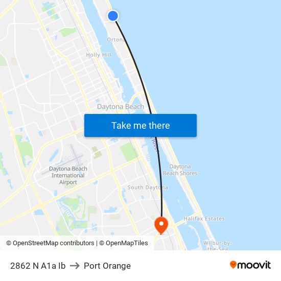 2862 N A1a Ib to Port Orange map