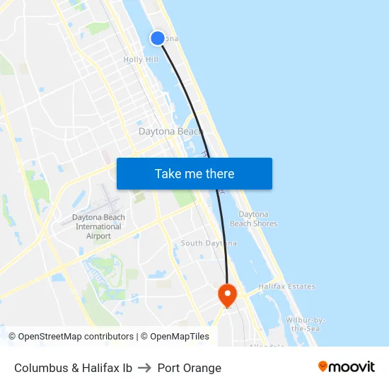 Columbus & Halifax Ib to Port Orange map