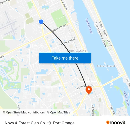 Nova & Forest Glen Ob to Port Orange map