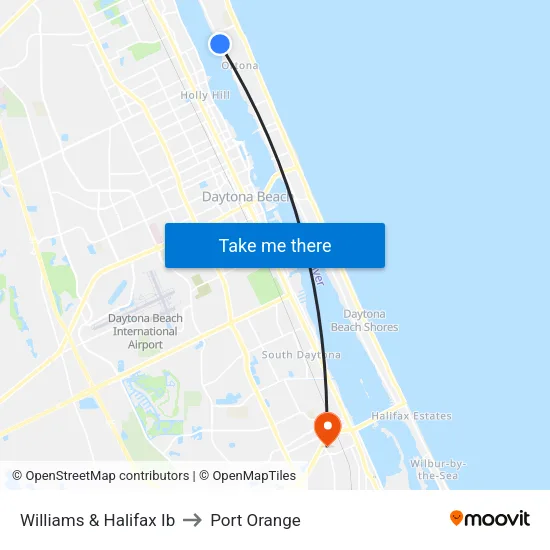 Williams & Halifax Ib to Port Orange map