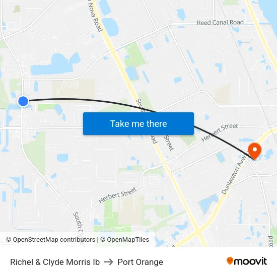 Richel & Clyde Morris Ib to Port Orange map