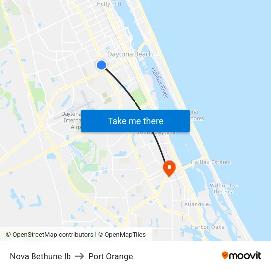 Nova Bethune Ib to Port Orange map