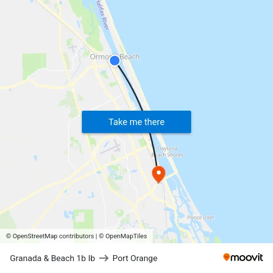 Granada & Beach 1b Ib to Port Orange map