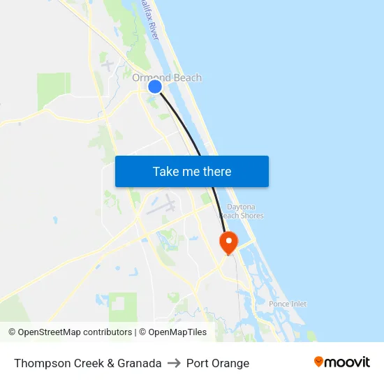 Thompson Creek & Granada to Port Orange map