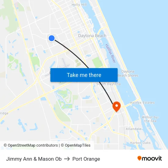 Jimmy Ann & Mason Ob to Port Orange map