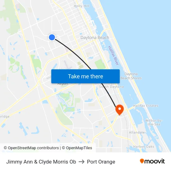 Jimmy Ann & Clyde Morris Ob to Port Orange map