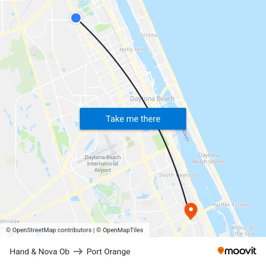 Hand & Nova Ob to Port Orange map