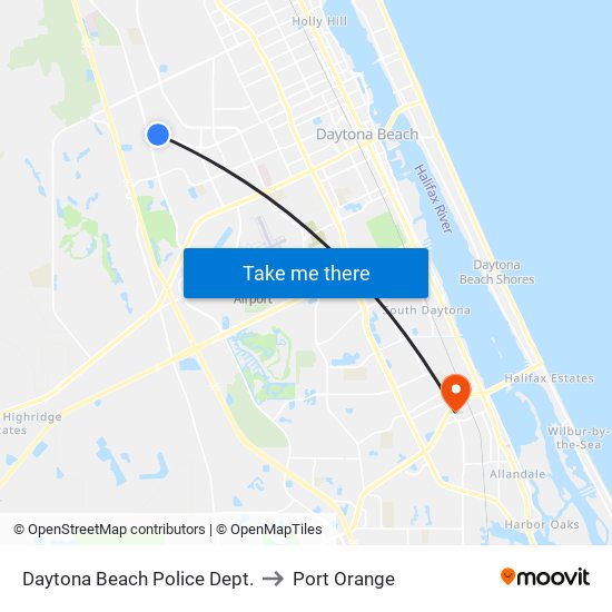 Daytona Beach Police Dept. to Port Orange map