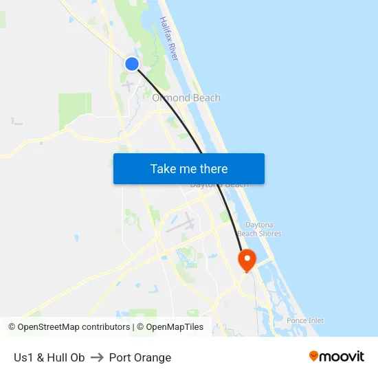 Us1 & Hull Ob to Port Orange map