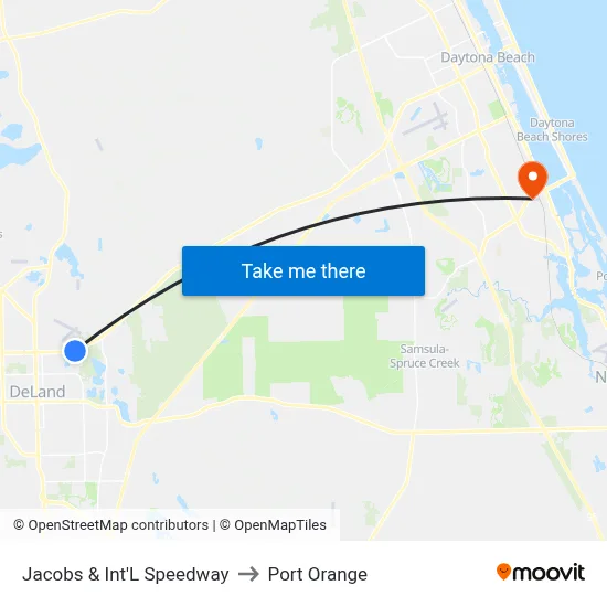 Jacobs & Int'L Speedway to Port Orange map