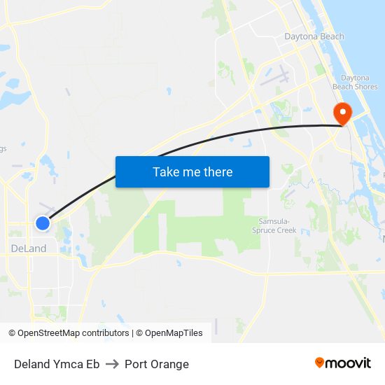 Deland Ymca Eb to Port Orange map