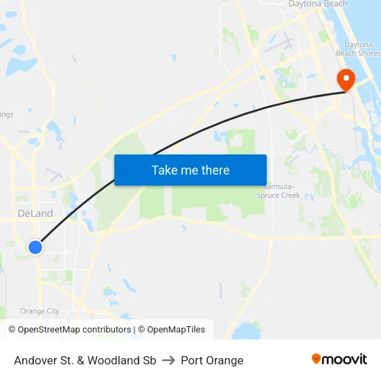 Andover St. & Woodland Sb to Port Orange map