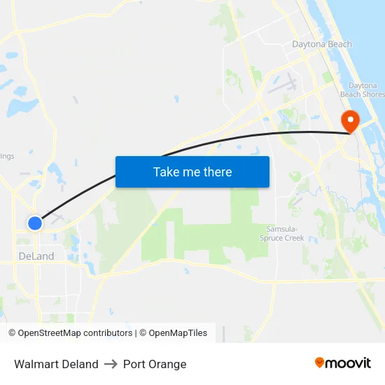 Walmart Deland to Port Orange map