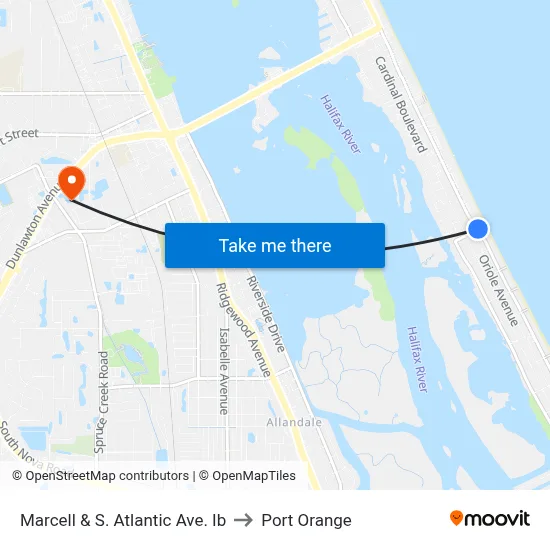 Marcell & S. Atlantic Ave. Ib to Port Orange map