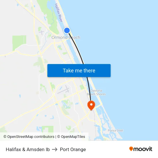 Halifax & Amsden Ib to Port Orange map