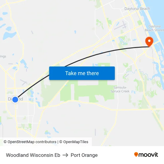 Woodland  Wisconsin Eb to Port Orange map
