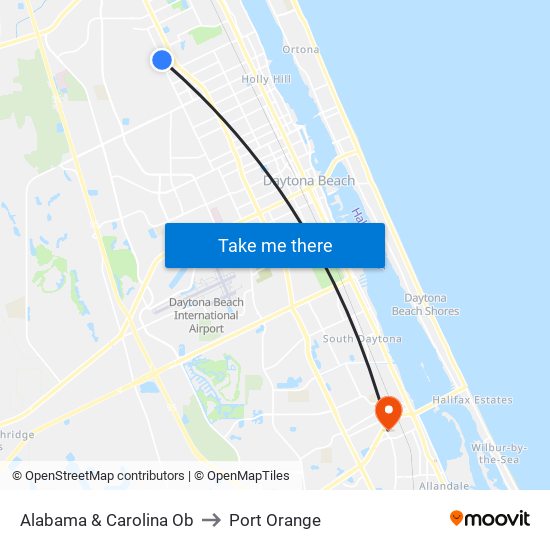 Alabama & Carolina Ob to Port Orange map