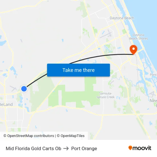 Mid Florida Gold Carts  Ob to Port Orange map