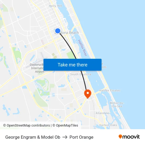 George Engram & Model Ob to Port Orange map