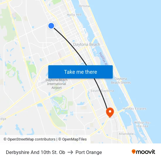 Derbyshire And 10th St. Ob to Port Orange map