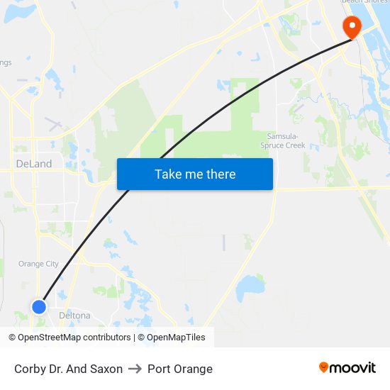 Corby Dr. And Saxon to Port Orange map