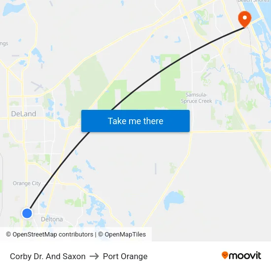 Corby Dr. And Saxon to Port Orange map