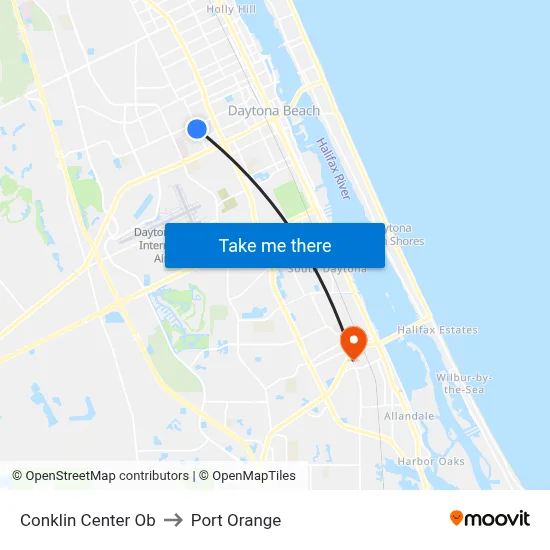 Conklin Center Ob to Port Orange map