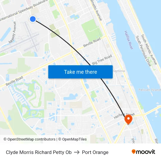 Clyde Morris   Richard Petty Ob to Port Orange map