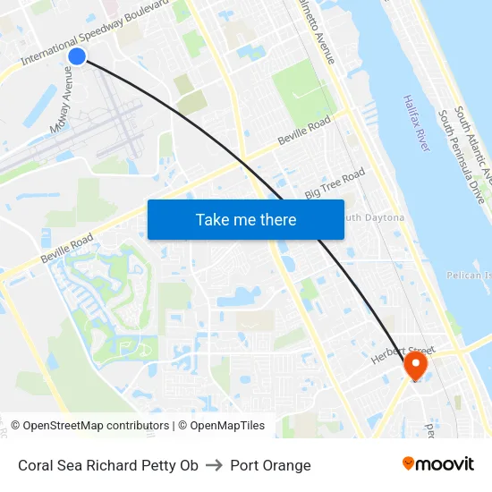 Coral Sea   Richard Petty Ob to Port Orange map