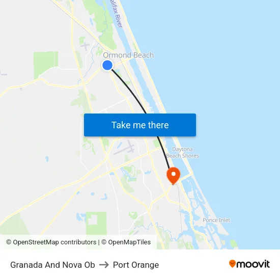 Granada And Nova Ob to Port Orange map
