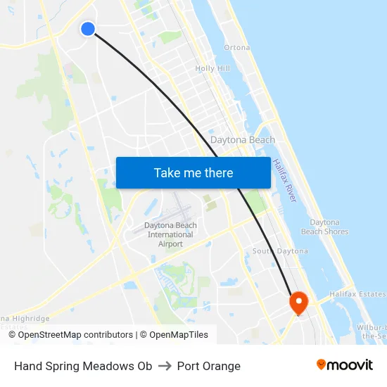Hand   Spring Meadows Ob to Port Orange map