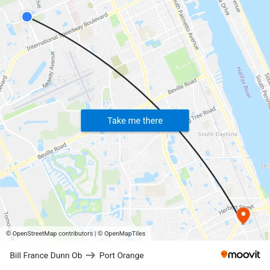 Bill France  Dunn Ob to Port Orange map