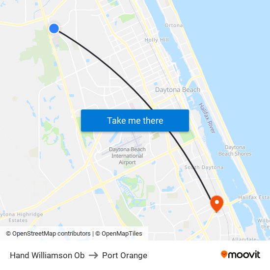 Hand  Williamson Ob to Port Orange map