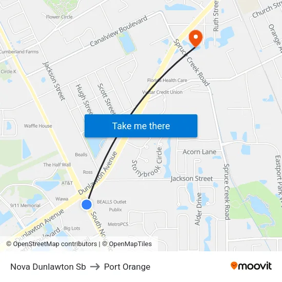Nova  Dunlawton Sb to Port Orange map